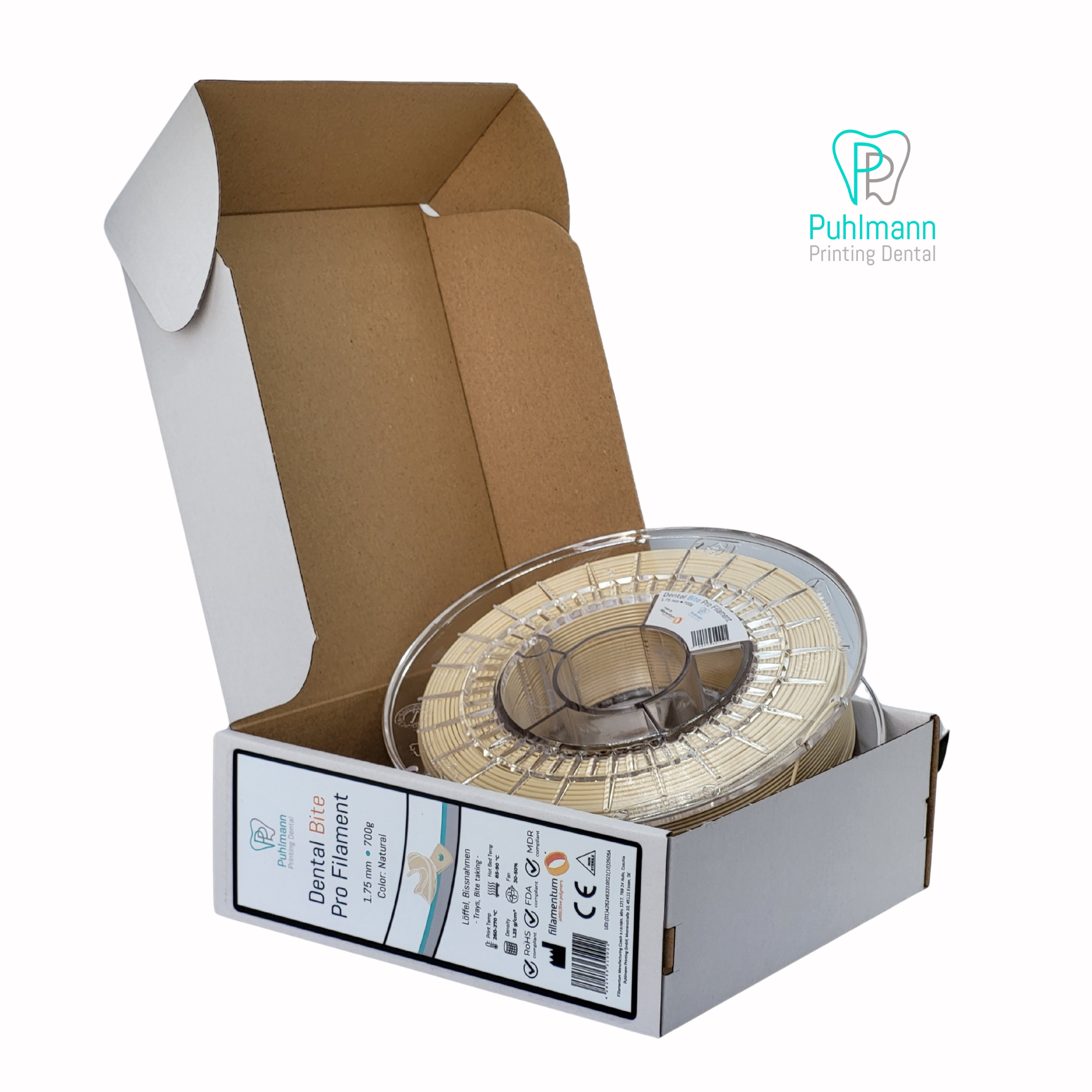 Puhlmann Printing Dental - Bite Pro 3D-Druck Filament für Löffel und Bissnahmen - Elfenbein - 700g - Für alle FDM-Drucker - MDR Klasse I – Bild 2