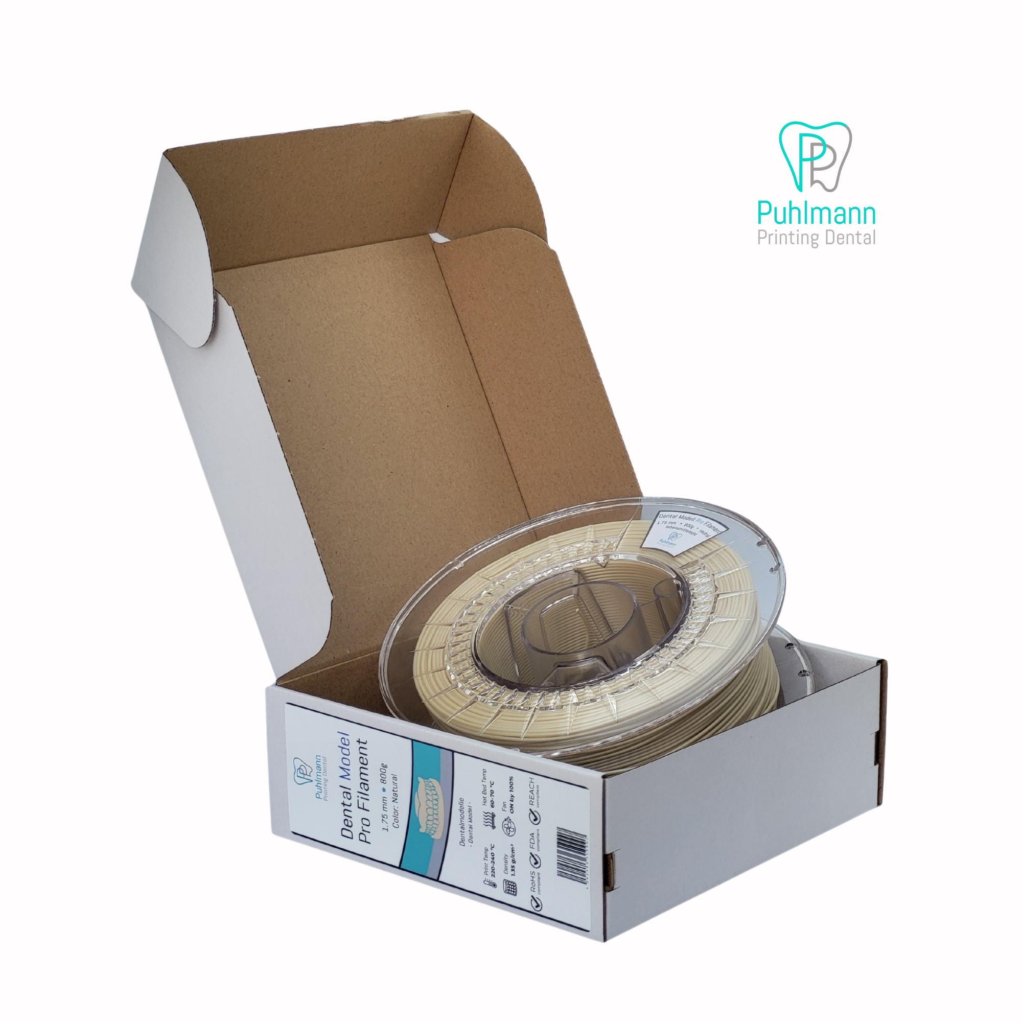 Puhlmann Printing Dental - Modell Pro Filament - Natural - Einfach zu drucken - 800g - Dental Filament - FDA, ROHS, REACH zertifiziert – Bild 4
